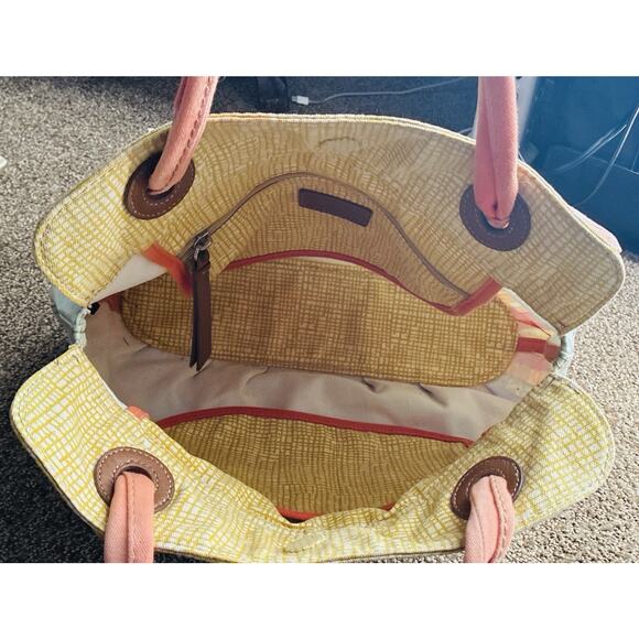 Fossil City Birds Coated Canvas /Leather Tote Shoulder Bag Dble Strap Large Fun - Picture 5 of 9